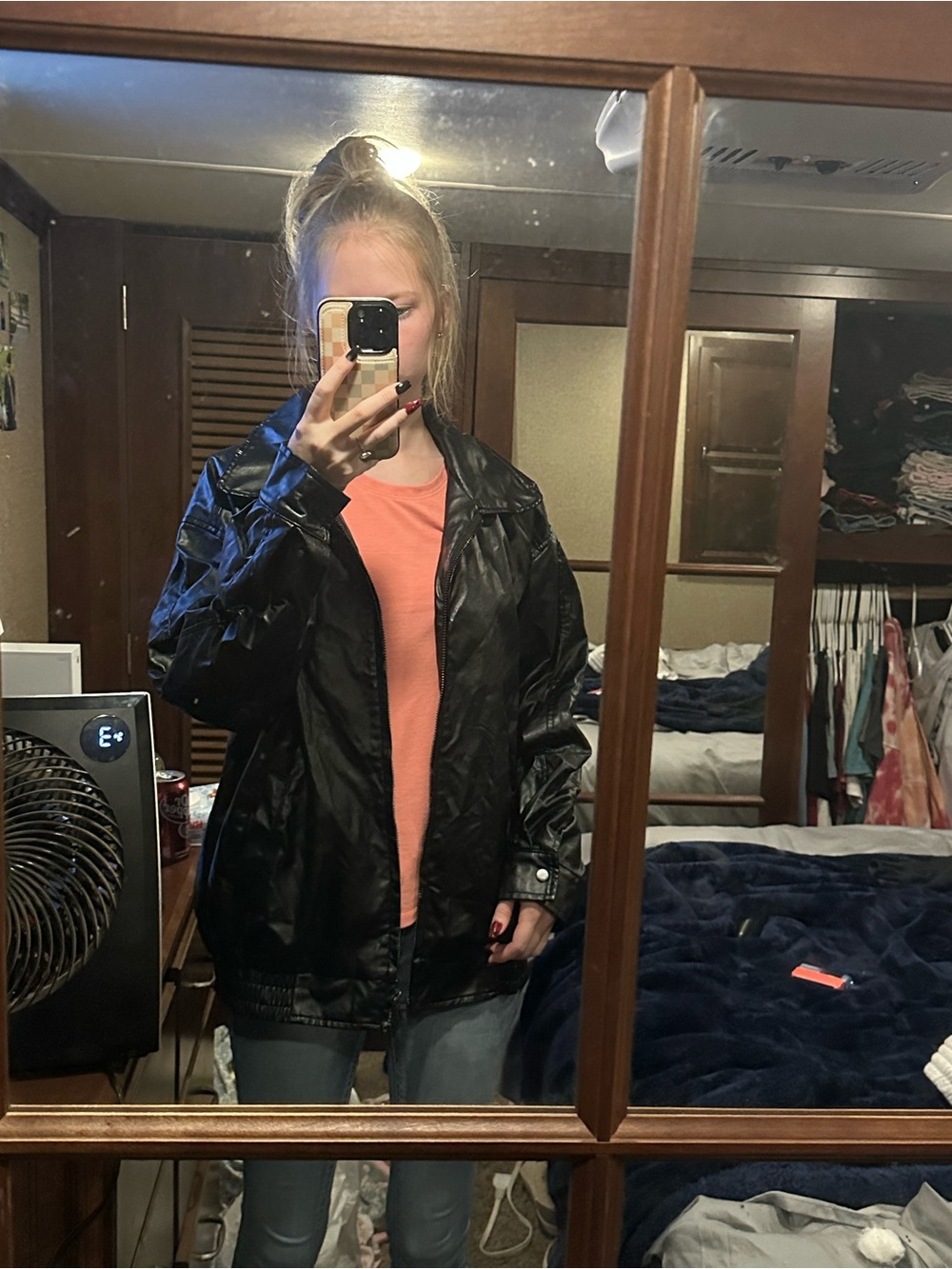 Beginning Boutique Black Faux Leather Bomber Jacket
